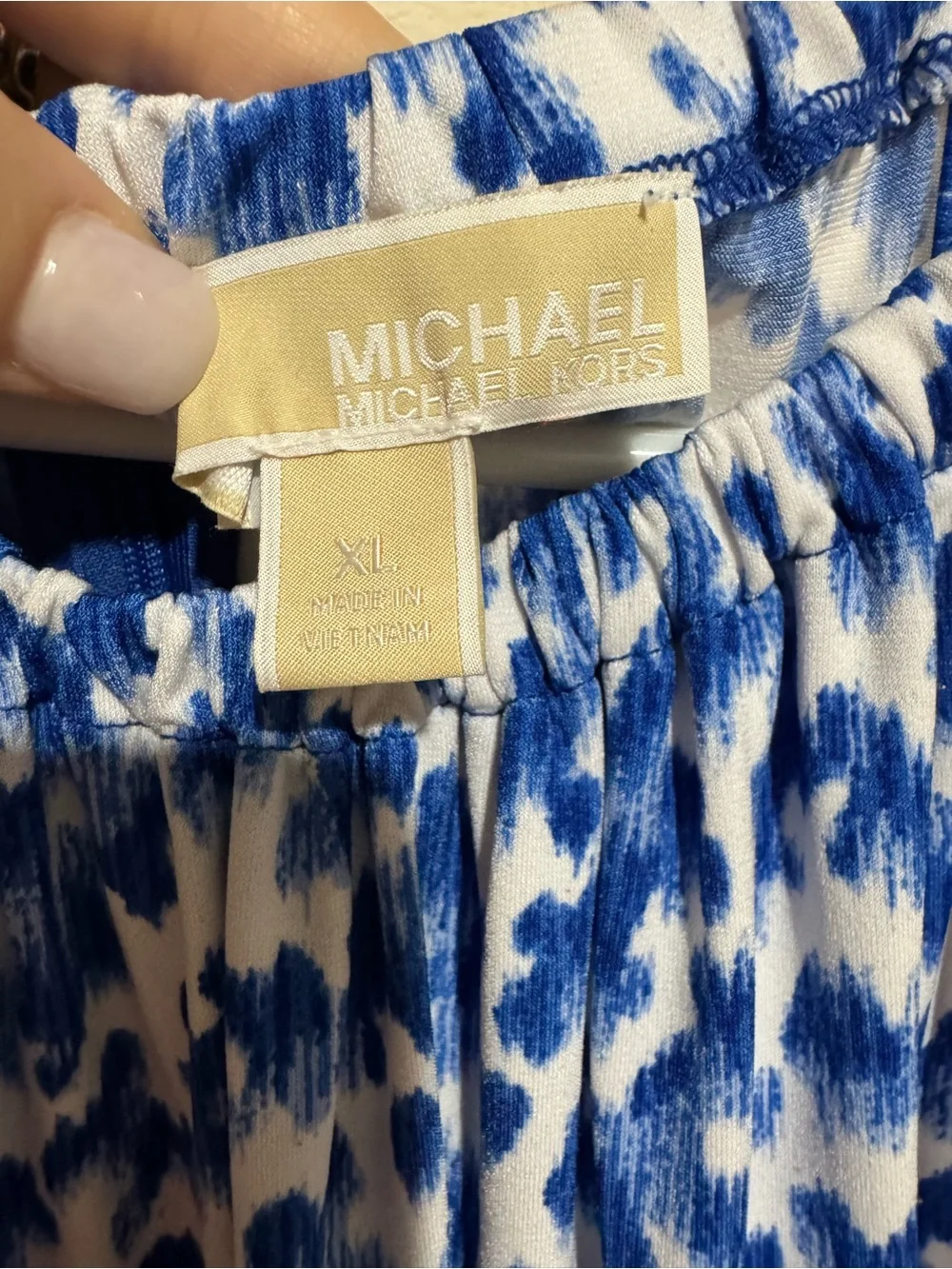Michael Michael Kors Blue White Chain Strap Halter Dress XL